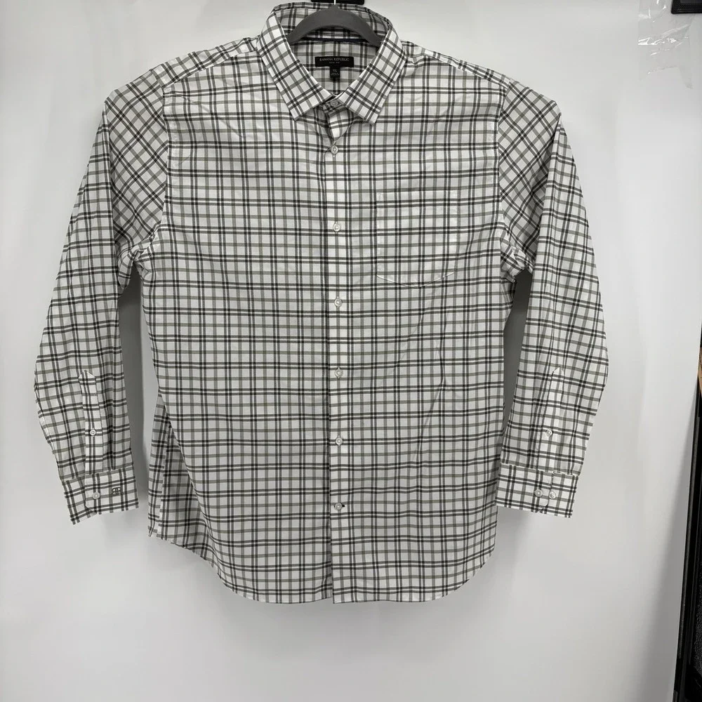Banana Republic Slim Fit Stripe Button Down Shirt Men's Size XXL Green